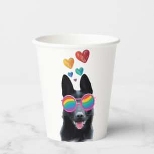 German Shepherd Dog with Hearts Valentine's Day Paper Cups