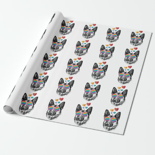 German Shepherd Dog with Hearts Valentine's Day Wrapping Paper
