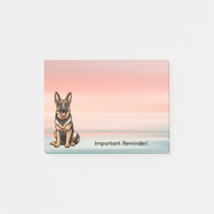 German Shepherd Dog with Sunset Post-it Notes