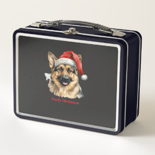 German Shepherd Dog Xmas Christmas Gift Ideas Woof Metal Lunch Box