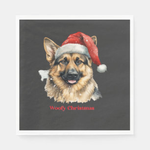 German Shepherd Dog Xmas Christmas Gift Ideas Woof Napkin