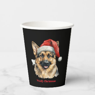 German Shepherd Dog Xmas Christmas Gift Ideas Woof Paper Cups