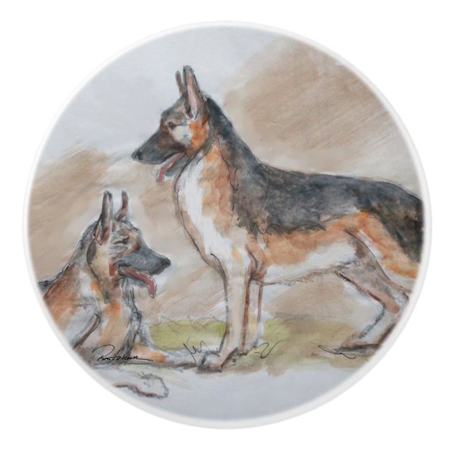 German Shepherd Dogs Ceramic Knob (Front)