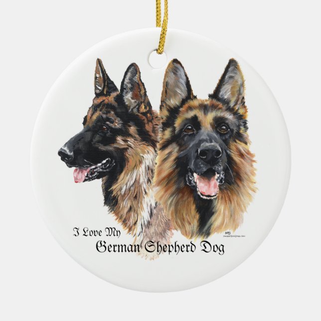 German Shepherd Dogs Ceramic Tree Decoration (Front)