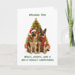 German Shepherd Dogs Christmas Holiday Card
