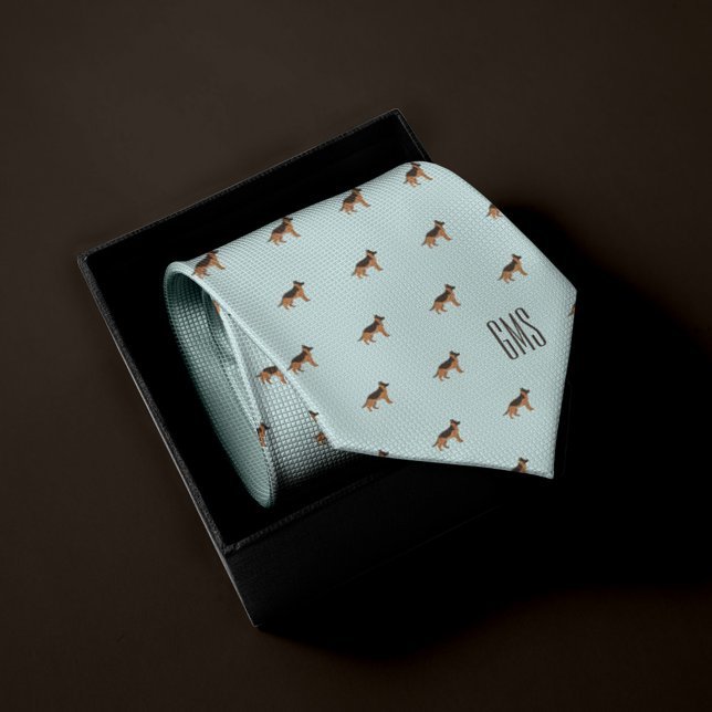 German Shepherd Dogs Pattern Monogrammed Tie (Creator Uploaded)