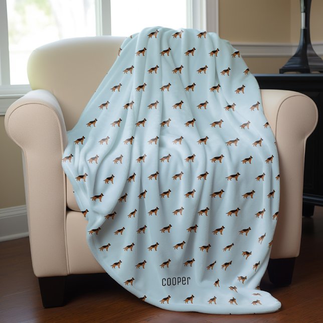 German Shepherd Dogs Pattern Personalised Fleece Blanket (Creator Uploaded)