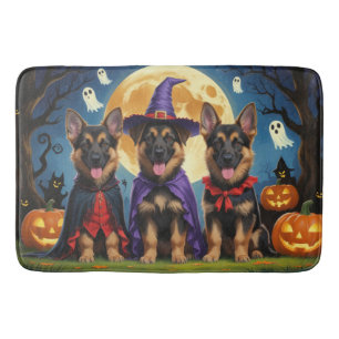 German Shepherd Dogs Pumpkin Halloween Funny Bath Mat