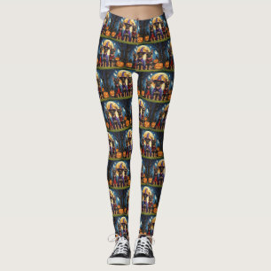 German Shepherd Dogs Pumpkin Halloween Funny Leggings