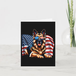 German Shepherd Dogs Usa Flag Patriotic Sungles Fr Card