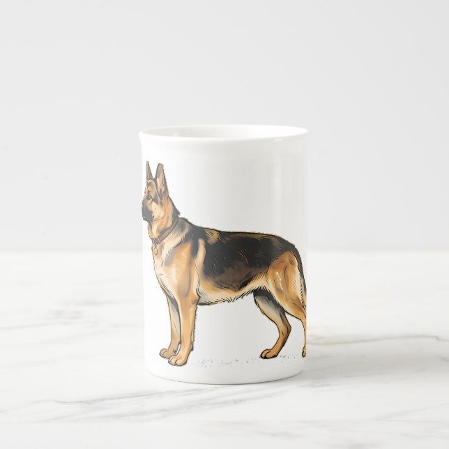 German Shepherd Double-Sided Throw Pillow Bone China Mug (Front)