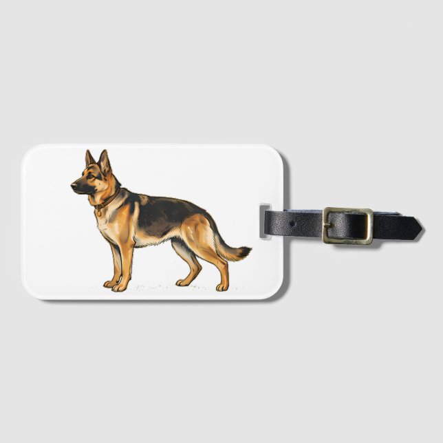 German Shepherd Double-Sided Throw Pillow Luggage Tag (Front Horizontal)