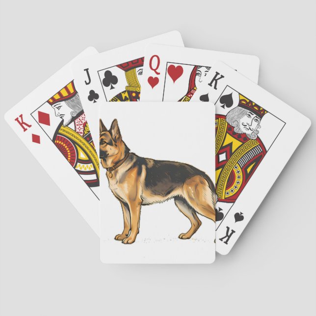 German Shepherd Double-Sided Throw Pillow Playing Cards (Back)