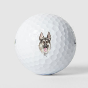German Shepherd Drawing Personalised Name Golf Balls