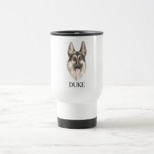 German Shepherd Drawing Personalised Travel Mug
