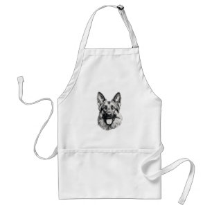 German Shepherd Drawing Portrait Apron   Dog Lover