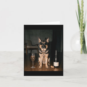 German Shepherd Drinking Champagne Funny Fathers Card
