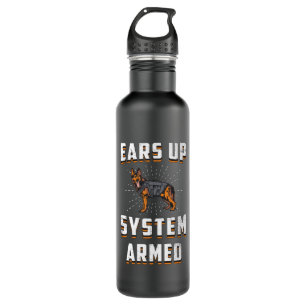 German Shepherd Ears Up System Armed Dog Vintage 710 Ml Water Bottle