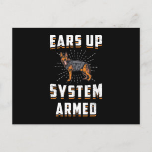 German Shepherd Ears Up System Armed Dog Vintage Postcard