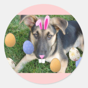 German Shepherd Easter Puppy Classic Round Sticker