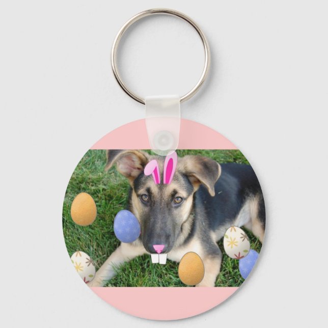 German Shepherd Easter Puppy Key Ring (Front)