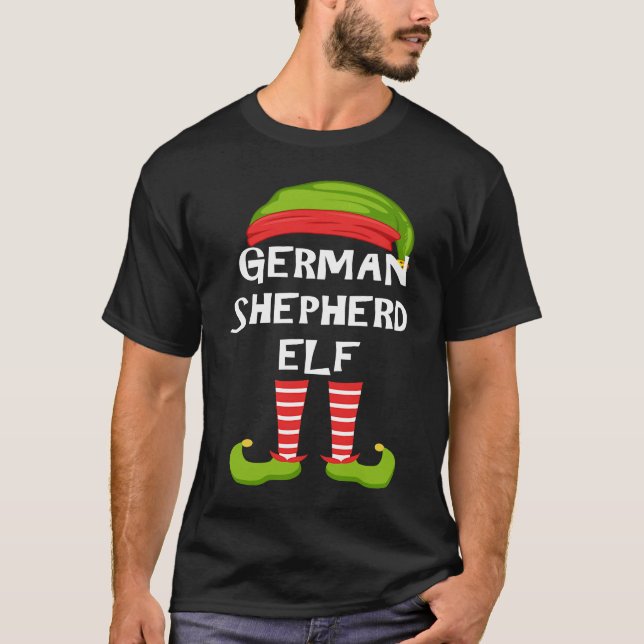 German Shepherd Elf Matching Family Christmas Part T-Shirt (Front)