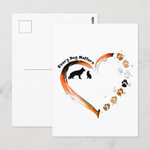 German Shepherd Every Dog Matters Heart Pet Paws Postcard
