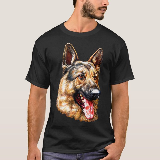 German Shepherd Face Portrait Dog       T-Shirt (Front)
