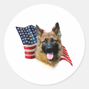 German Shepherd Flag Classic Round Sticker