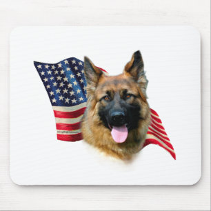 German Shepherd Flag Mouse Pad