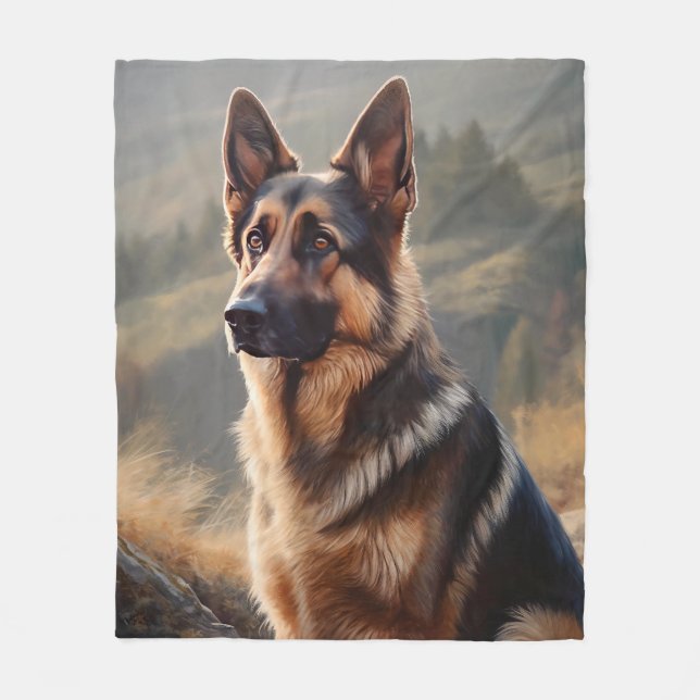 German Shepherd Fleece Blanket (Front)