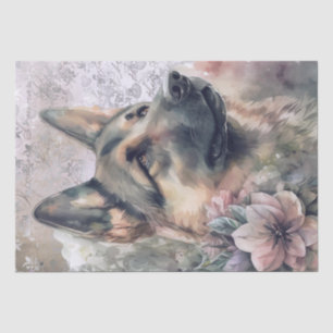 German Shepherd Floral Dog Tissue Paper