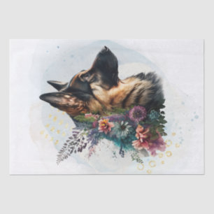 German Shepherd Floral Dog Tissue Paper
