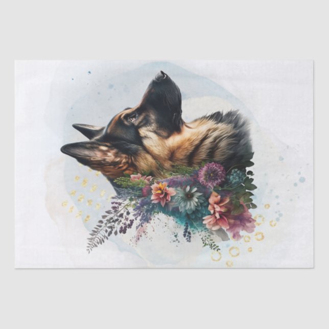 German Shepherd Floral Dog Tissue Paper (Front)