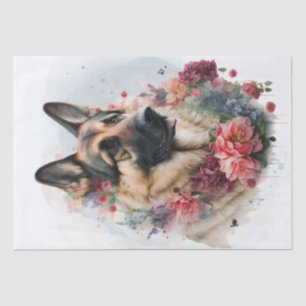 German Shepherd Floral Dog Tissue Paper