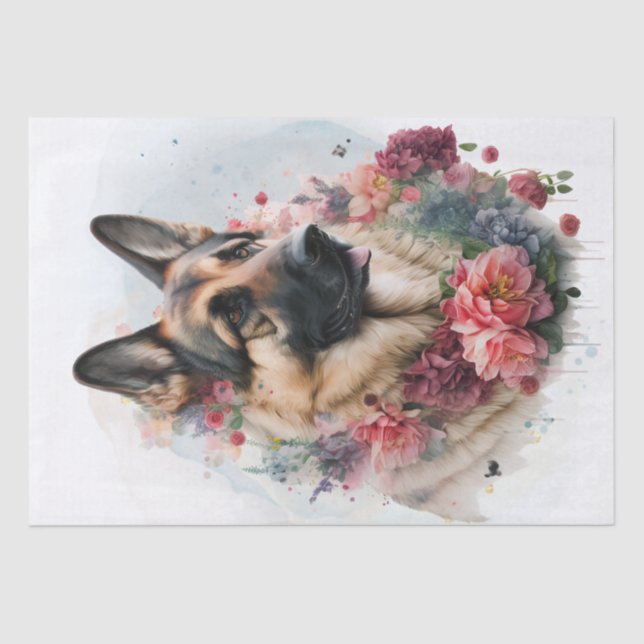 German Shepherd Floral Dog Tissue Paper (Front)