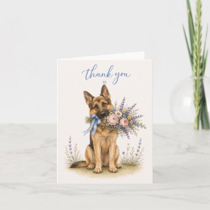 German Shepherd Flower Bouquet Thank You Card