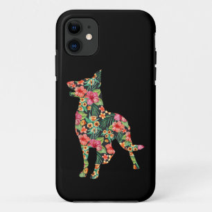 German Shepherd Flower Funny Dog Silhouette Floral Case-Mate iPhone Case