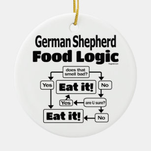 German Shepherd Food Logic Ceramic Tree Decoration