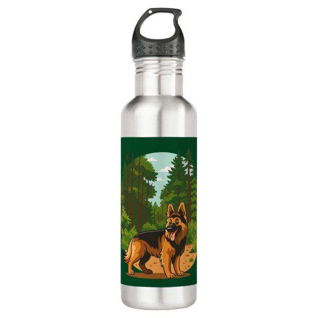 German Shepherd Forest Adventure Dog  710 Ml Water Bottle (Front)