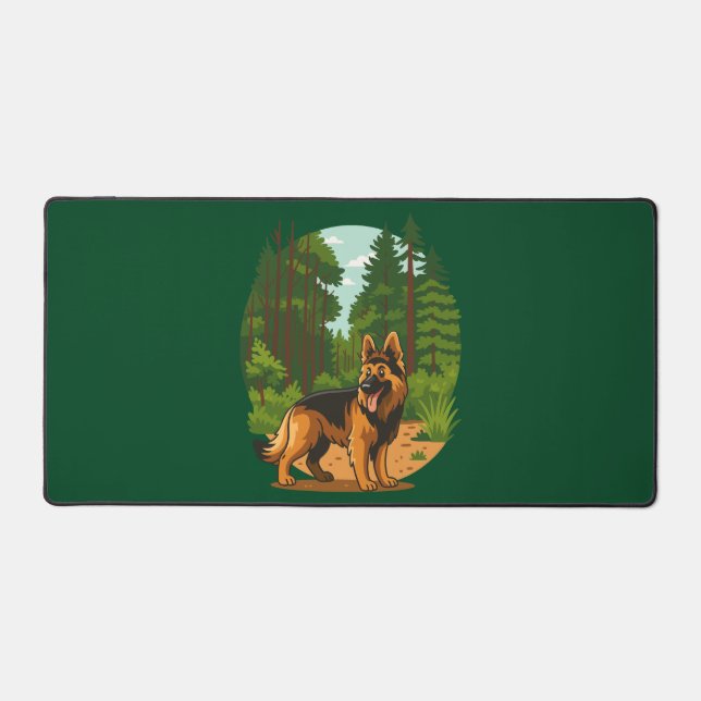 German Shepherd Forest Adventure Dog  Desk Mat (Front)