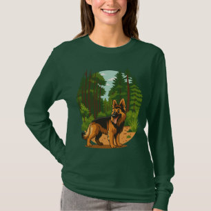 German Shepherd Forest Adventure Dog T-Shirt