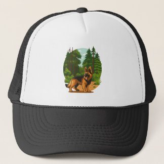 German Shepherd Forest Adventure Dog Trucker Hat