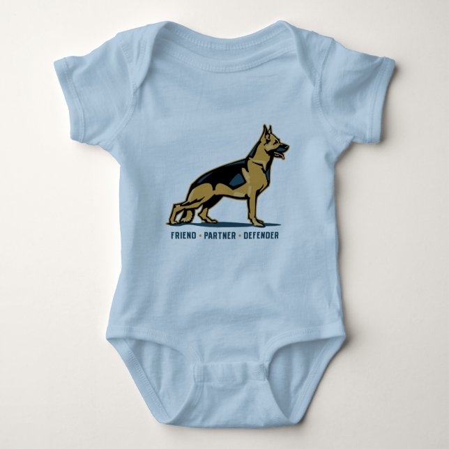 German Shepherd Friend Baby Bodysuit (Front)