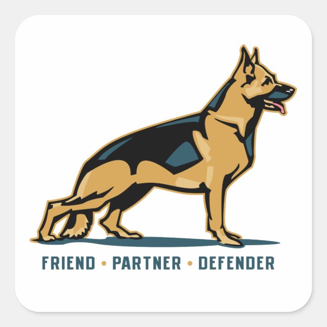 German Shepherd Friend Square Sticker (Front)