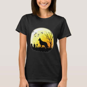 German Shepherd Full Moon Halloween Dog T-Shirt