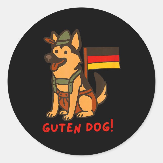 German Shepherd Funny Beer Festival Guten Dog  Classic Round Sticker (Front)