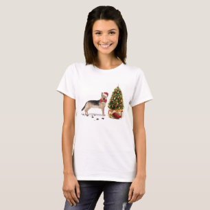 German Shepherd Funny Christmas Dog with Tree T-Shirt
