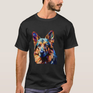 German Shepherd Funny Dog Cubism Love Mum Dad Long T-Shirt