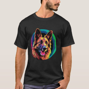 German Shepherd Funny Dog Pop Art Pet Love Mum Lon T-Shirt